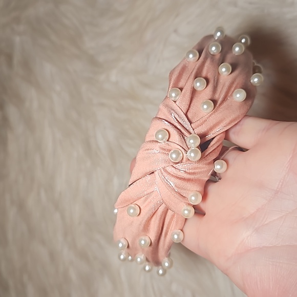 Pearl Luxe Headbands | Soft Satin Glam - Rose Glow - Picture 2 of 8